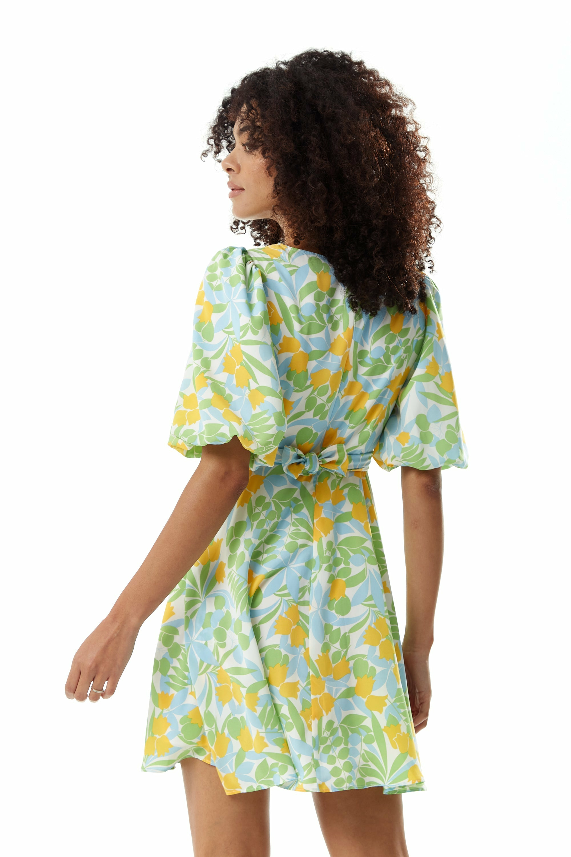 Yellow Floral Summer Dress With Tie Waist C3-LP-L22SS009