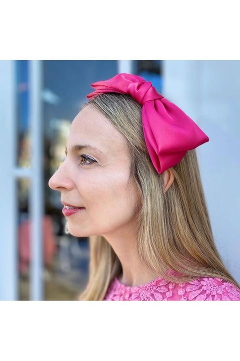 Fascinator Bow Headband Hot Pink by QueenMee Accessories