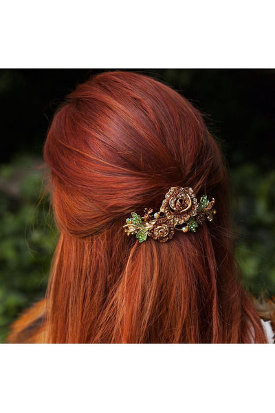 BrownRose - Flower Hair Clip Brown Rose by QueenMee Accessories