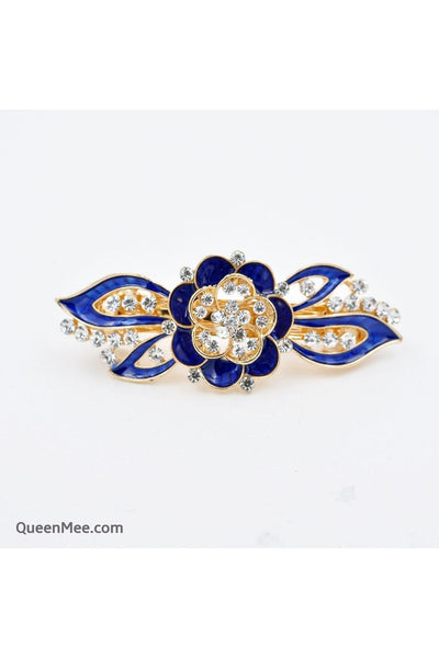 Blue - Flower Hair Clip In Enamel by QueenMee Accessories