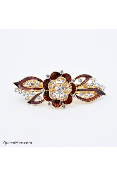 Red - Flower Hair Clip In Enamel by QueenMee Accessories