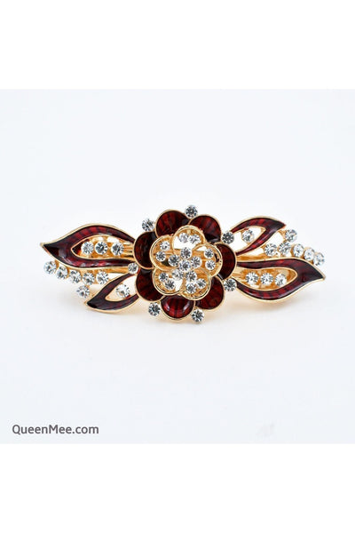 Brown - Flower Hair Clip In Enamel by QueenMee Accessories
