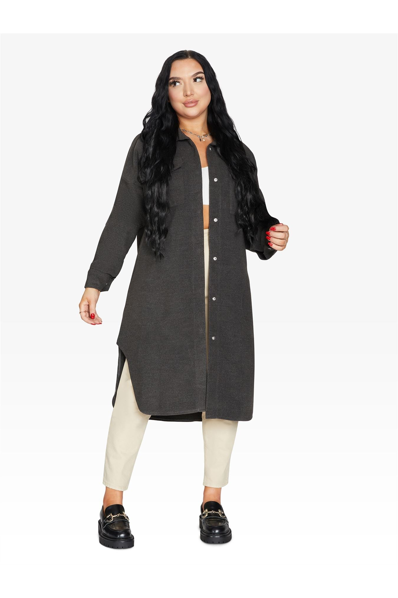 Oversized Longline Shacket De La Creme