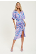 Midi Wrap Dress With Abstract Zebra Print In Lilac by Liquorish