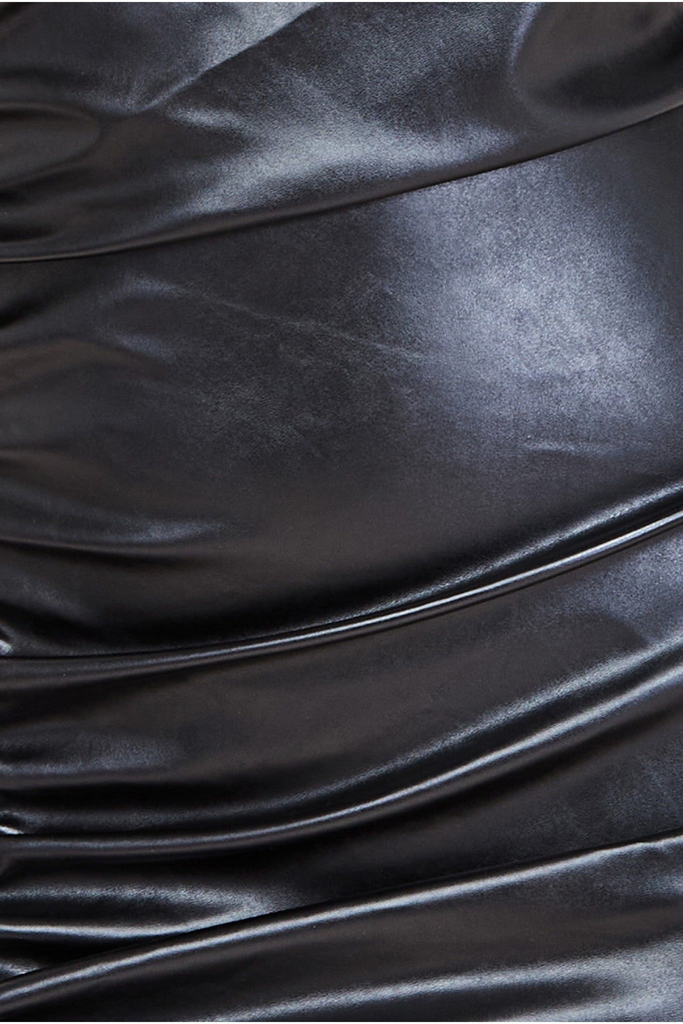 One Shoulder Faux Leather Mini Dress - Black DR3573