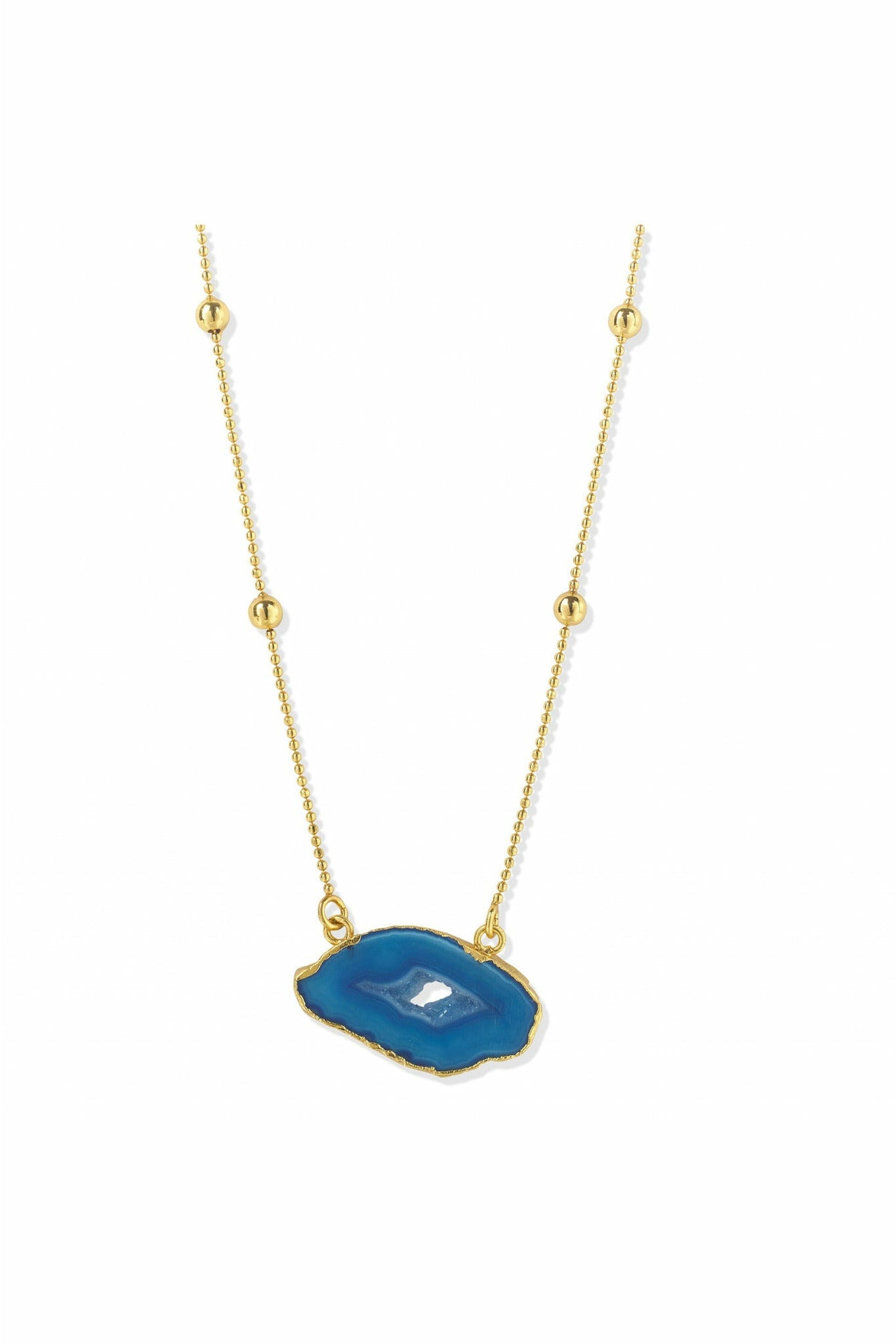Ocean Blue My First Love Gold Vermeil Agate Crystal Necklace YYL-MIC-5