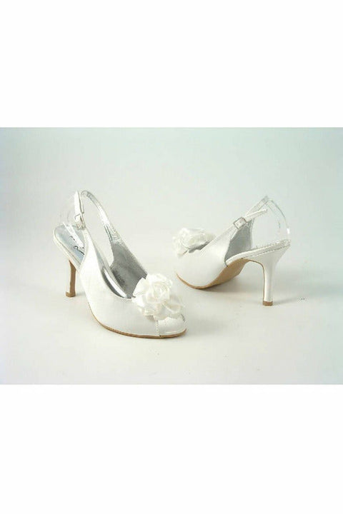 Perdita Ivory Satin Peep Toe Sling Back SB034