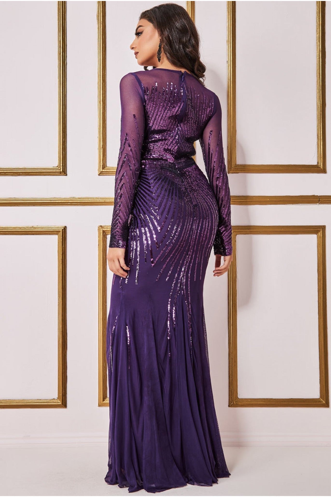 Shooting Star Sequin Maxi Dress - Purple DR3276