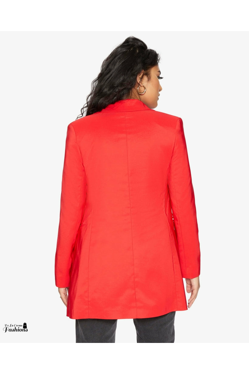De La Creme Womens Collared Formal Longline Blazer De La Crème