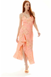 Liquorish Cowl Neck Abstract Animal Print Dress In Peach