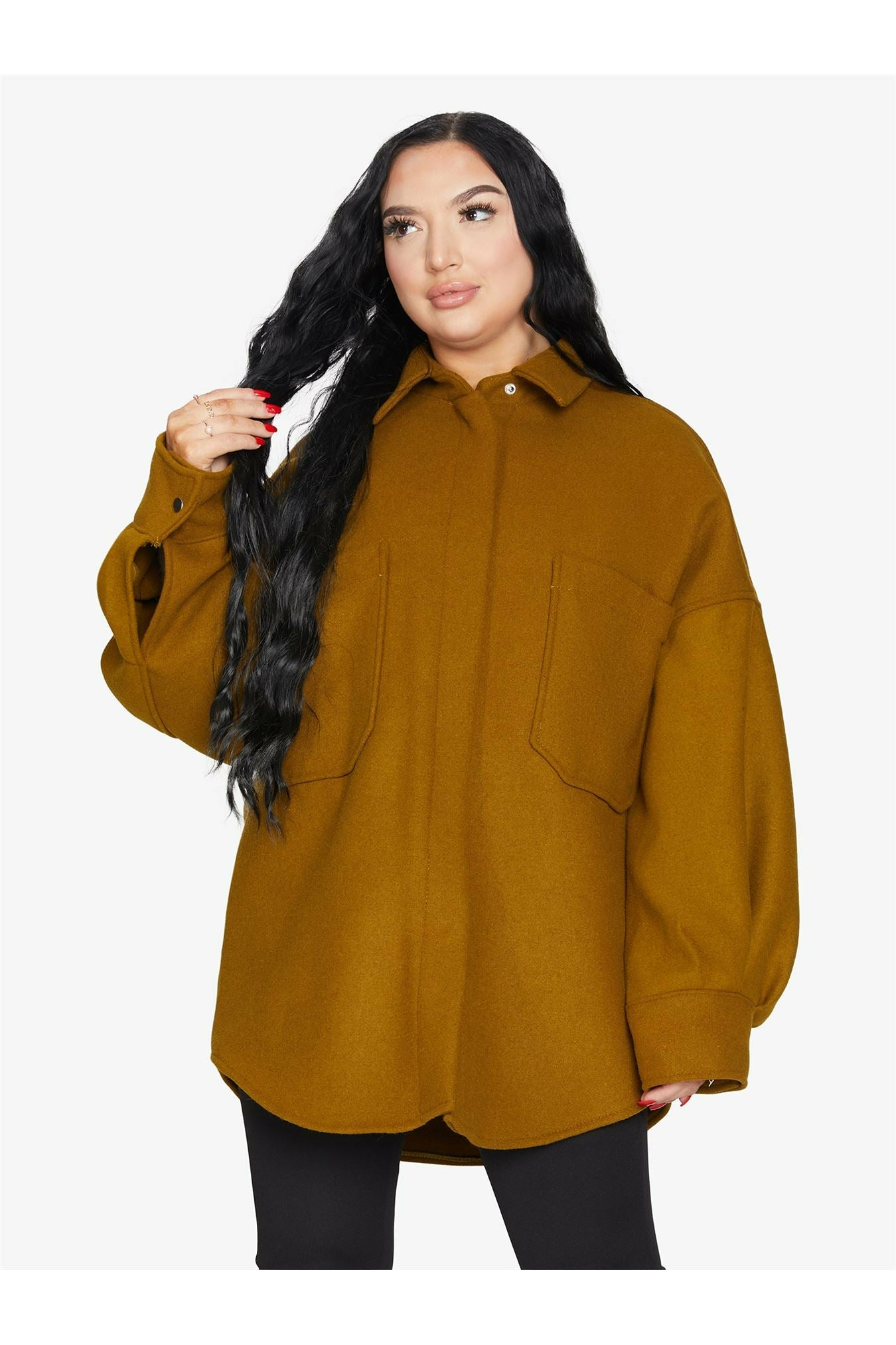 Oversized Patch Pocket Shacket De La Creme