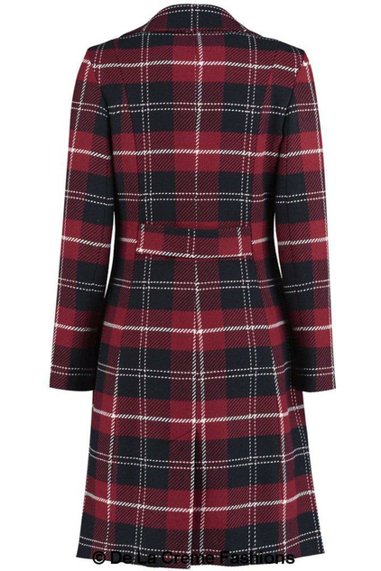 De La Creme - Womens Tartan Check Double Breasted Coat De La Crème