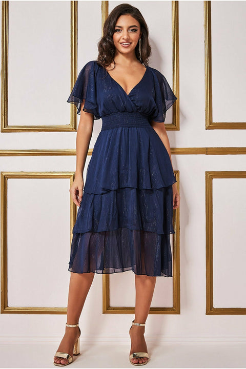 Navy Chiffon Dresses | Goddiva