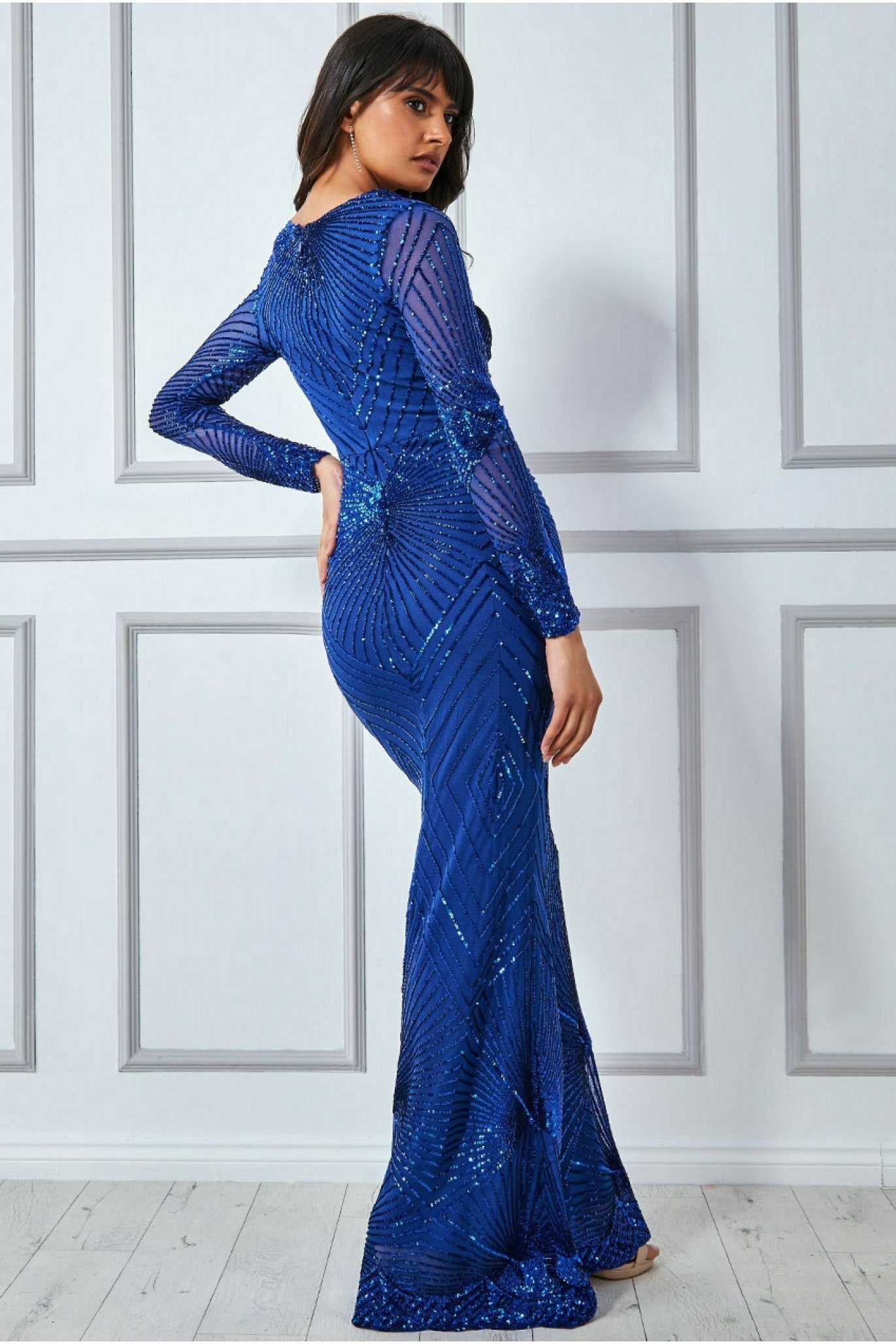 Starburst Sequin Maxi Dress - Royal Blue DR1824