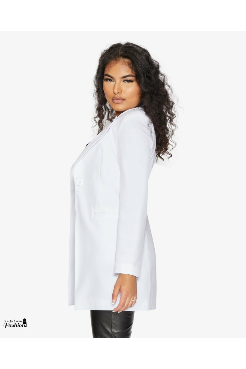 De La Creme Womens Collared Formal Longline Blazer De La Crème