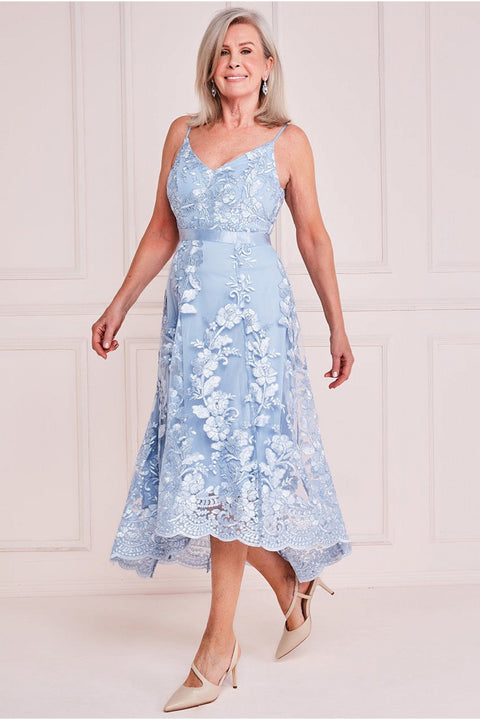 High Low Sleeveless Lace Midi - Light Blue DR3815M