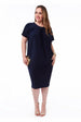Slouchy Short Sleeve Midi With Round Neck - Navy by Goddiva