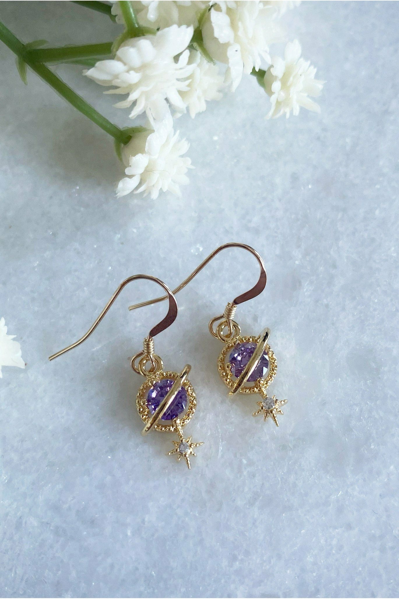 Orion Purple Planet And Star Earrings ORIONPUR002