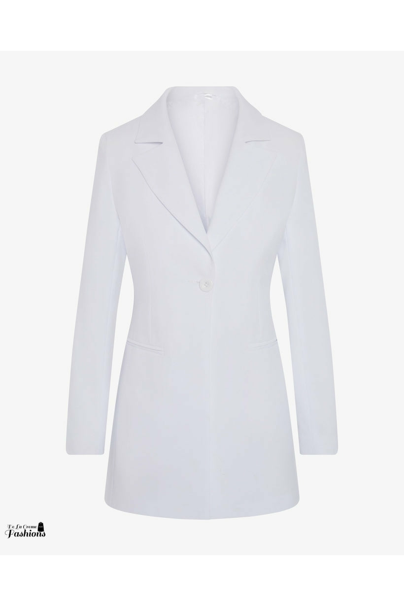 De La Creme Womens Collared Formal Longline Blazer De La Crème