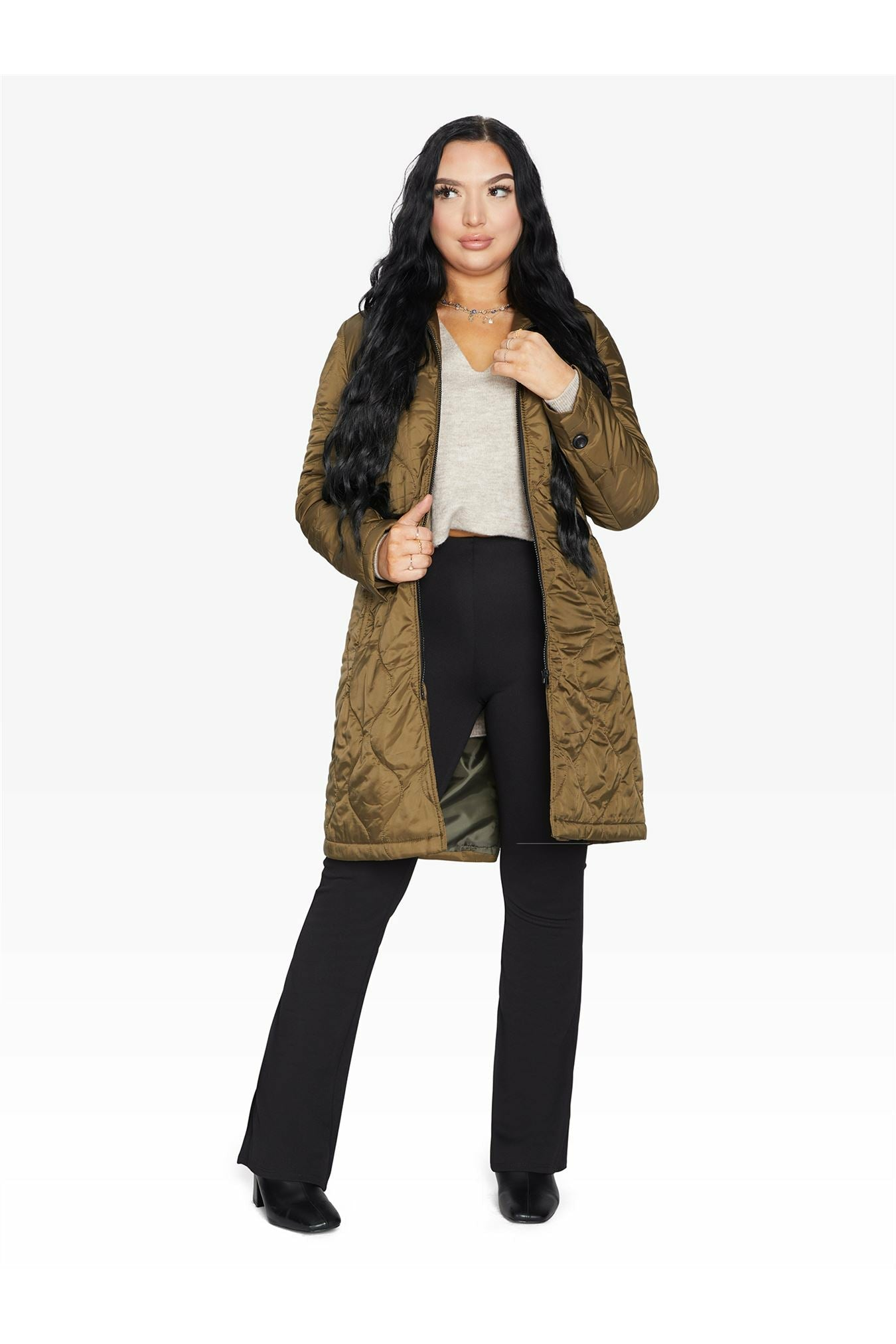 Padded Quilted Down Hooded Jacket De La Creme
