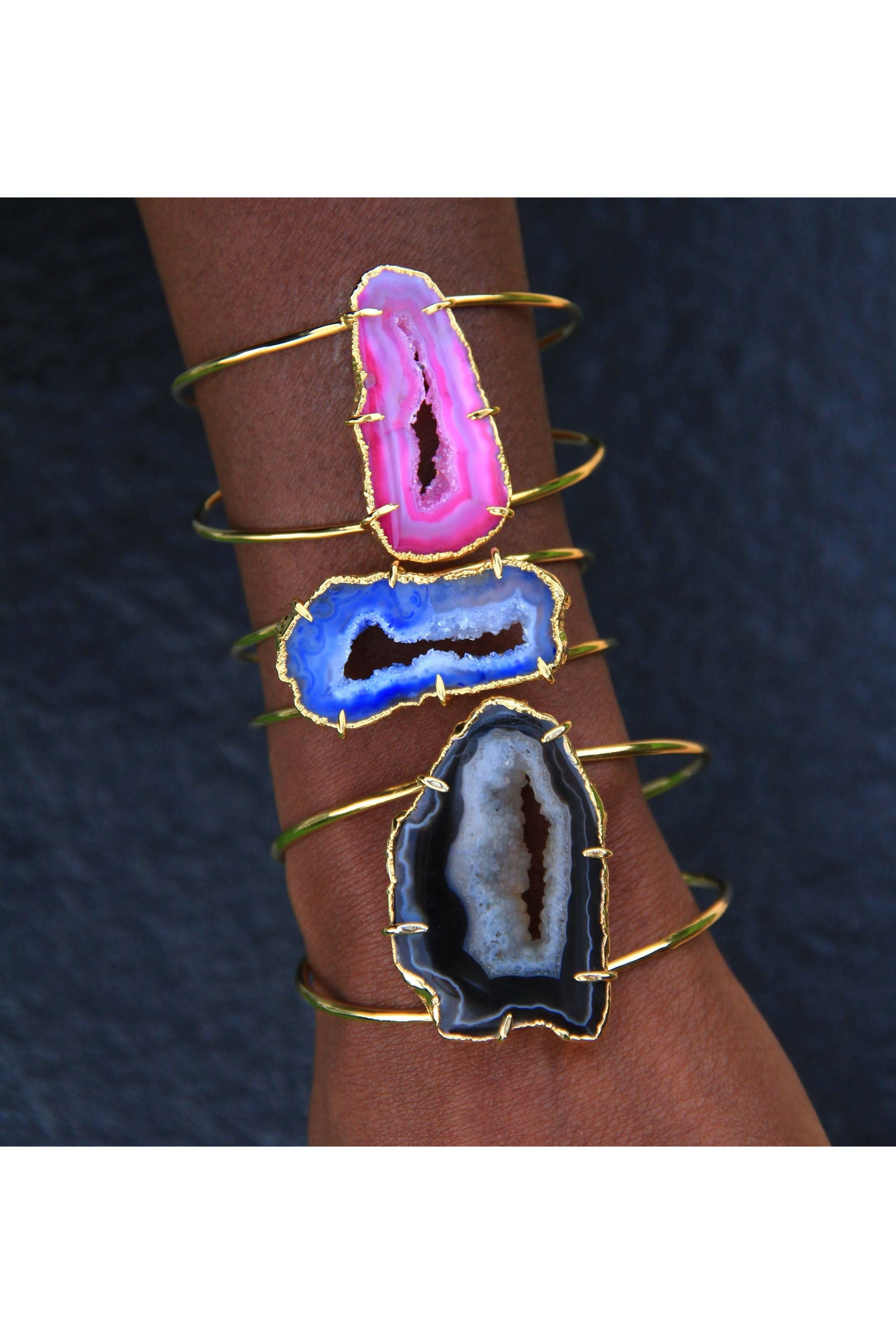 Magenta Pink Gemstone 'Summer Love' Cuff Bracelet NS3E