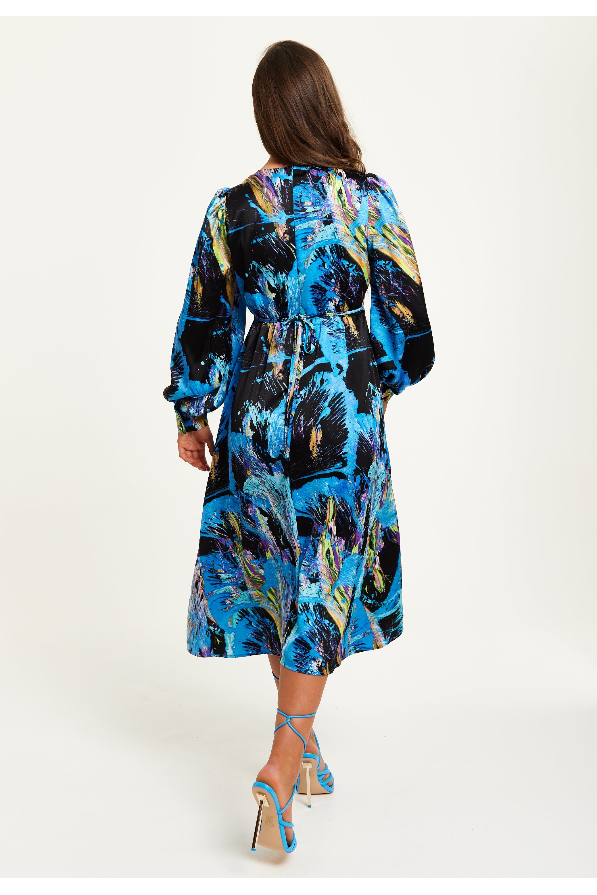 Multicolour Abstract Print Midi Dress G8-211-LIQ23SS007