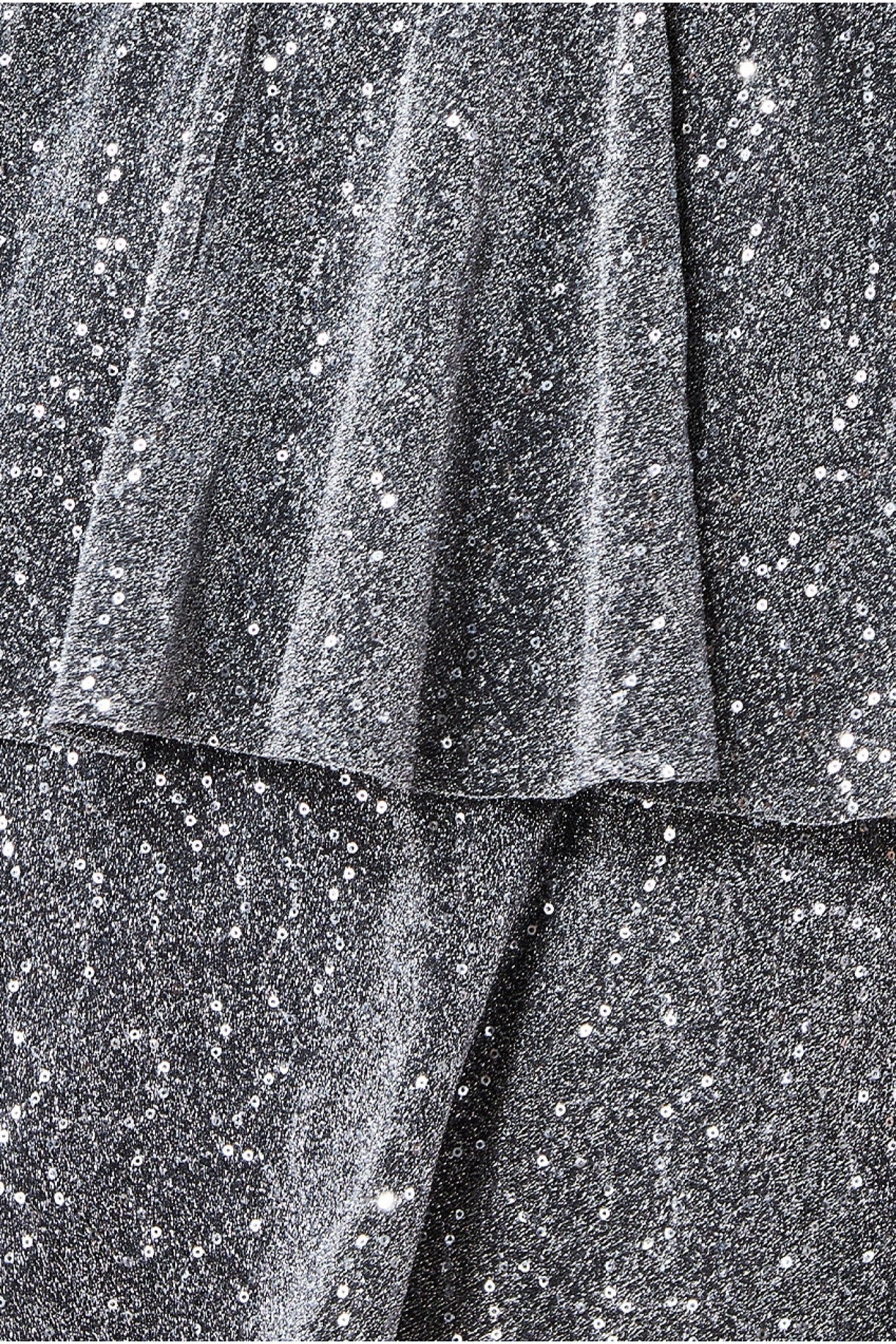 Sequin Lurex Tiered Midi Dress - Silver DR3656