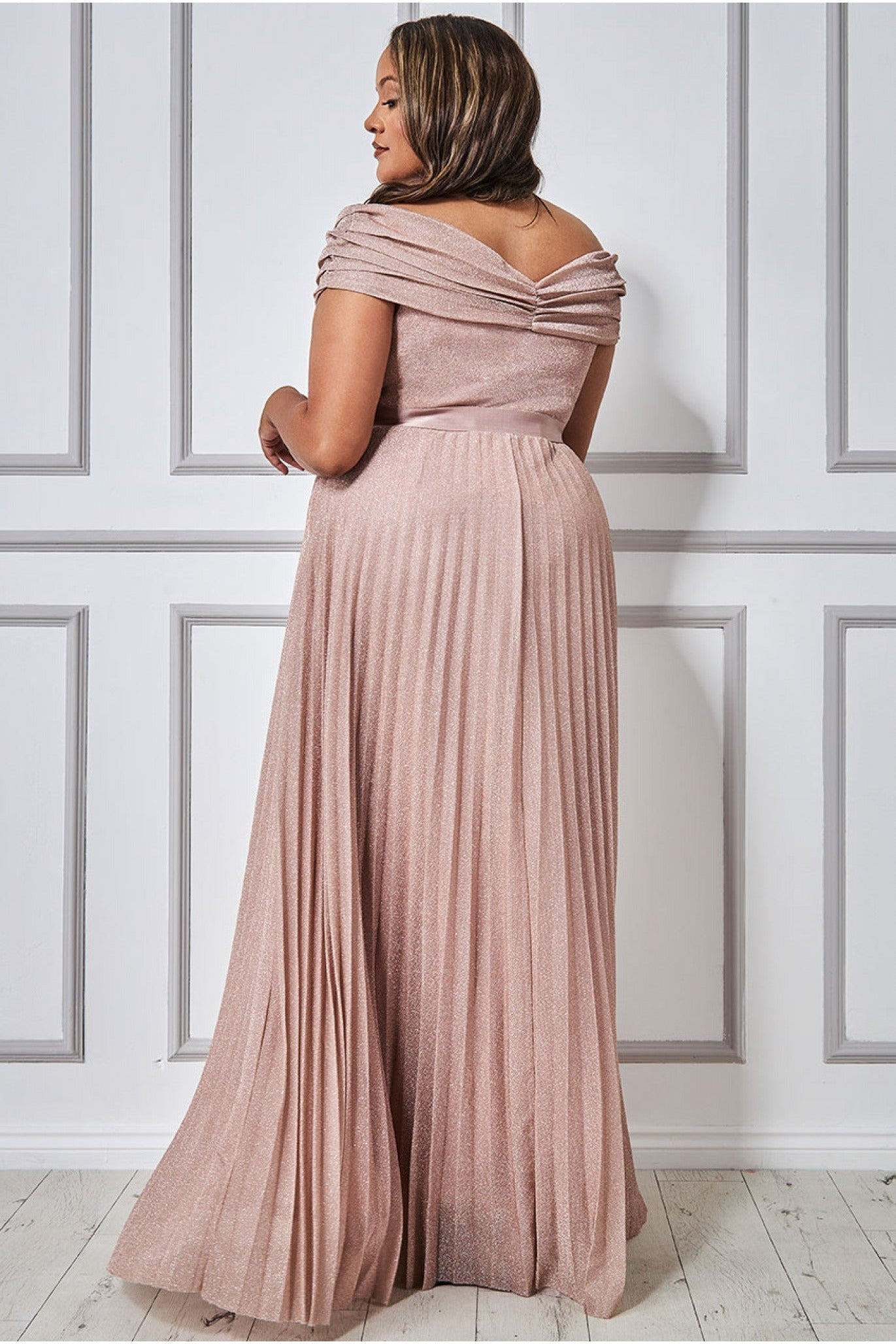 Bardot Pleated Skirt Maxi Dress - Blush DR3096P