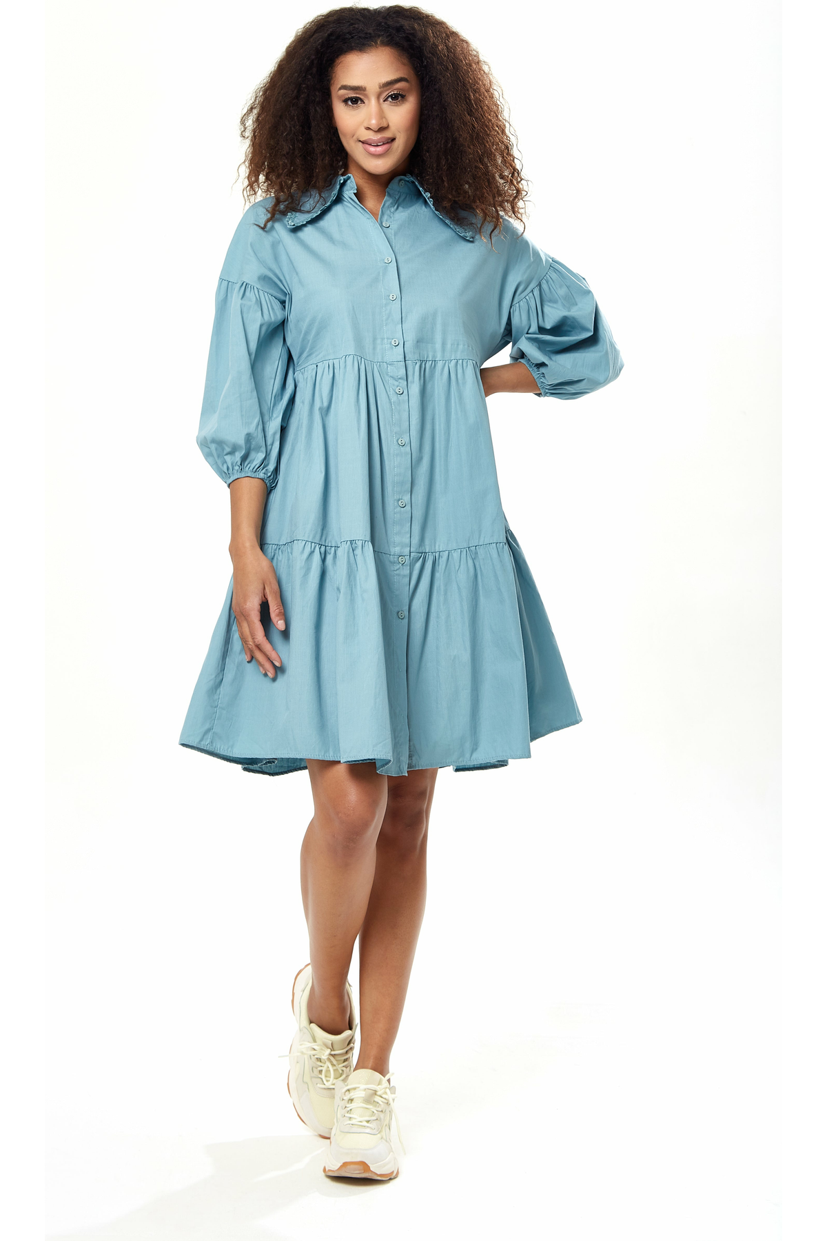 Oversized Shirt Dress In Blue D14-212-6019Blue