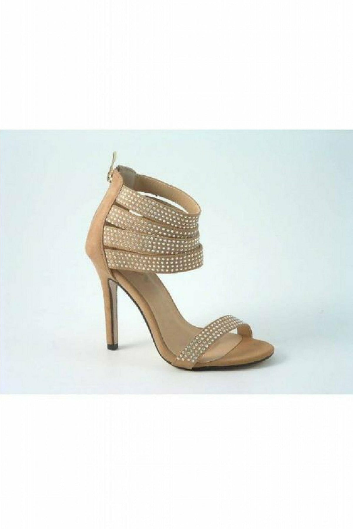 Ora Divine Diamante Faux Suede Strap Heeled Sand 2202DIVINE