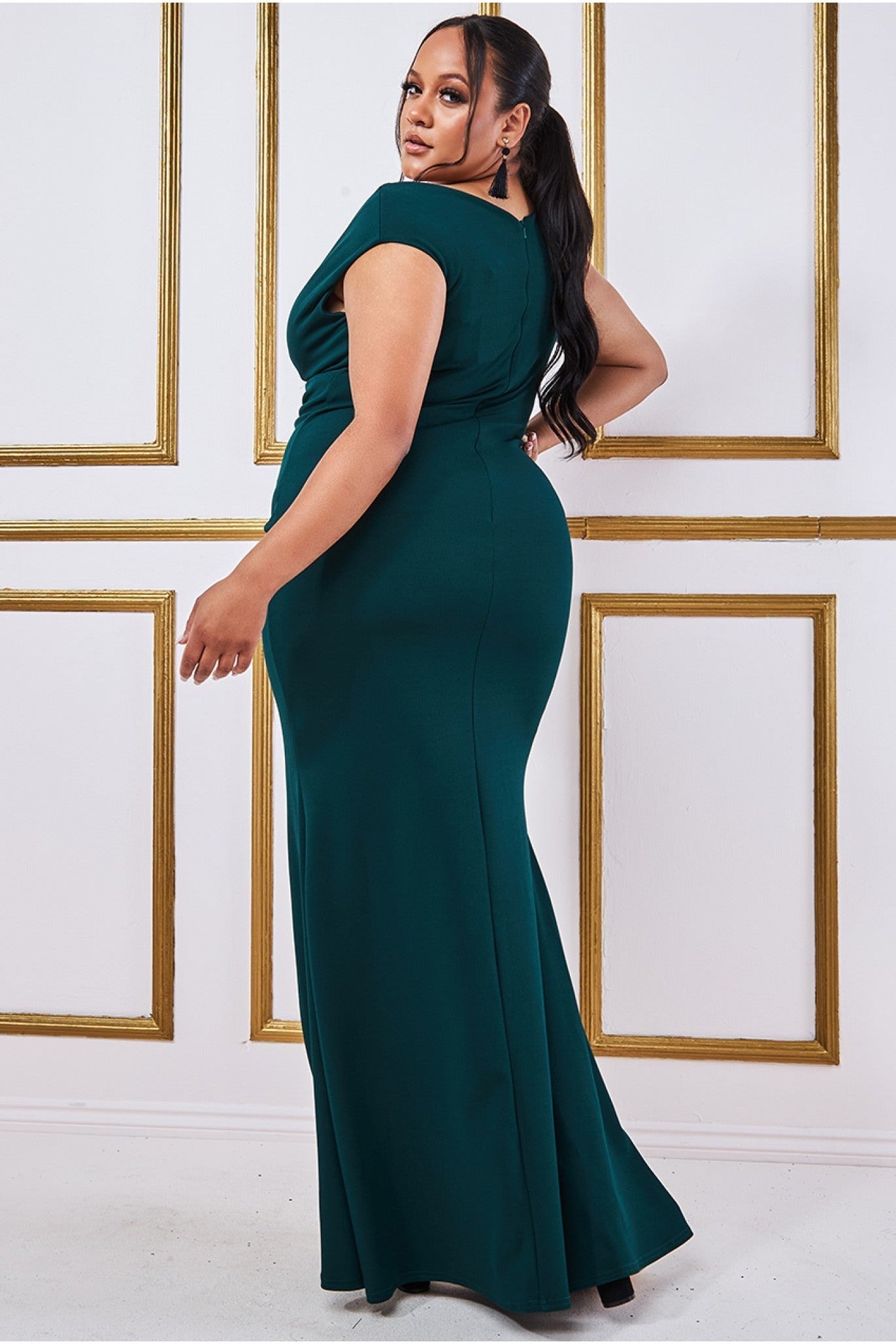 Bardot Pleated Maxi Dress - Emerald DR1092PLUS