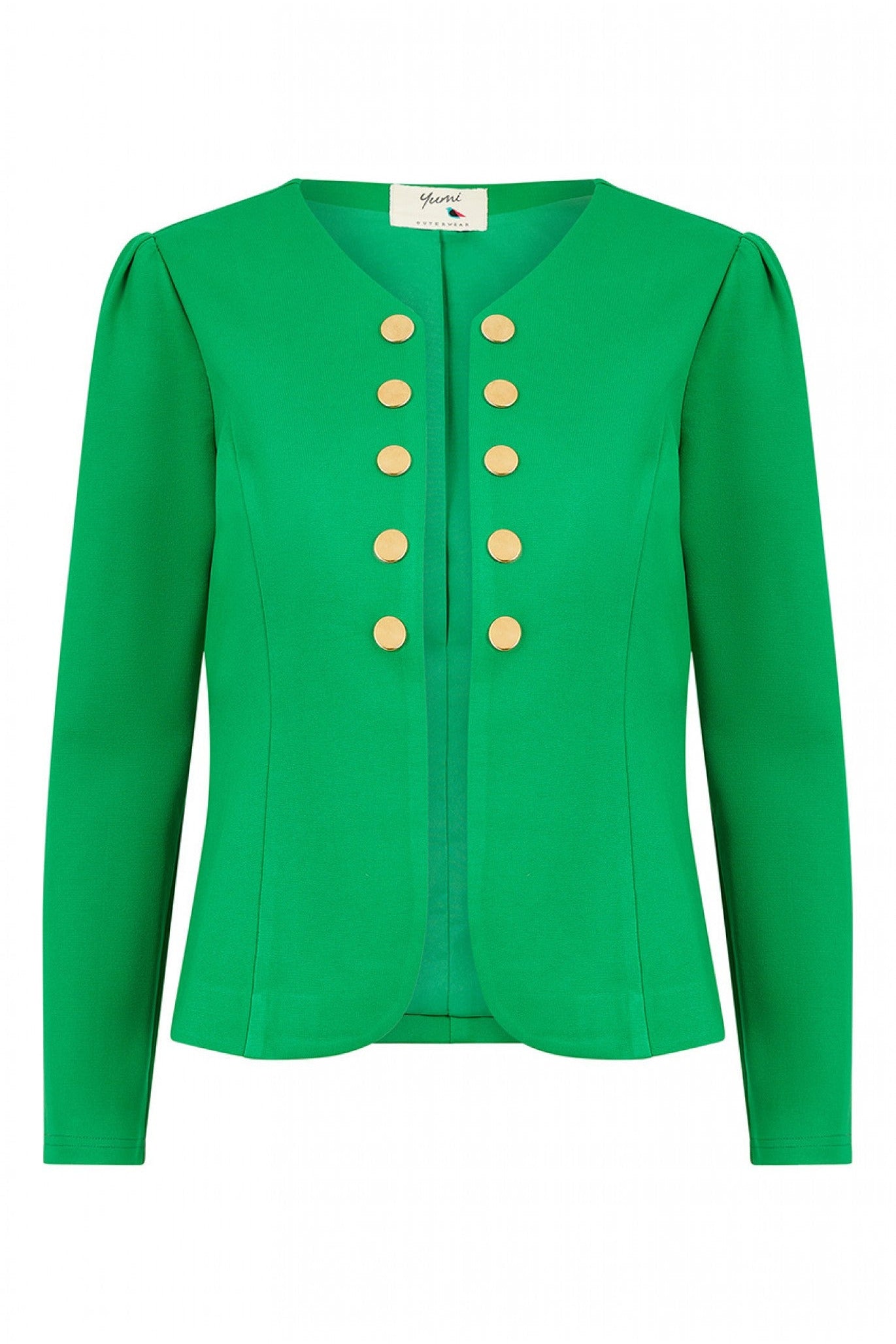 Green Ponte Jacket With Military Buttons YM3705009