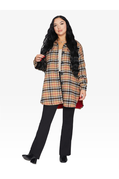 De La Creme Fashions Oversized Nova Check Wool Blend Shacket