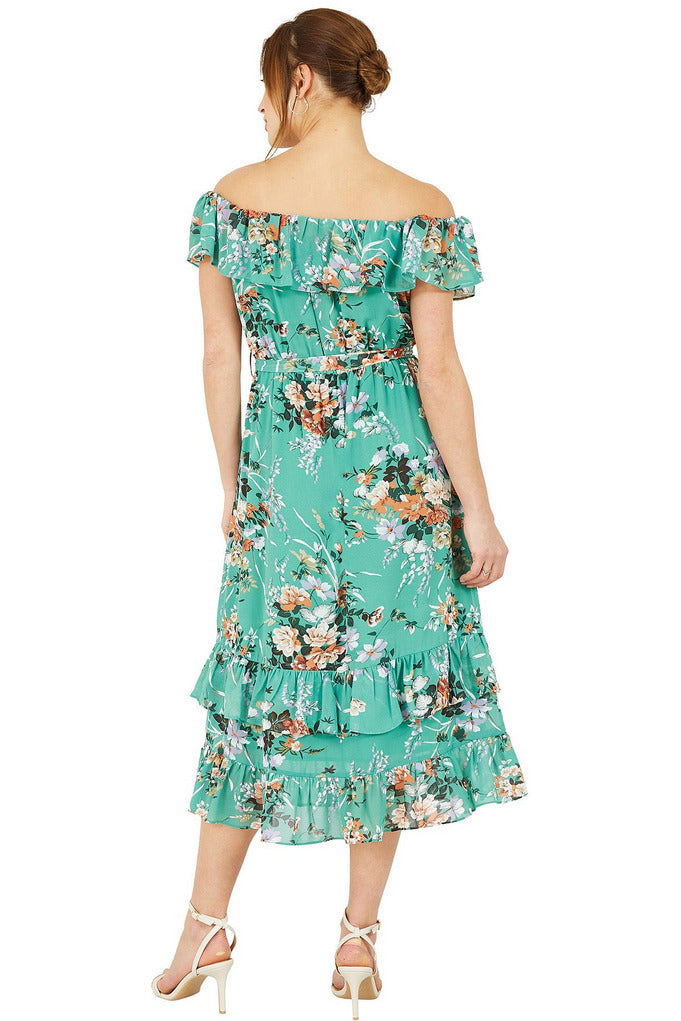 Mint Floral Bardot Dress YM3068B