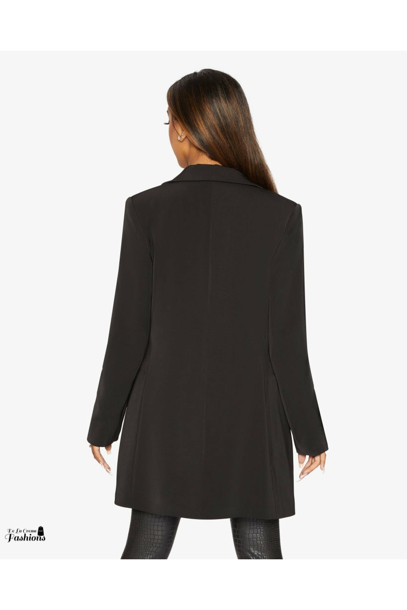 De La Creme Womens Collared Formal Longline Blazer De La Crème