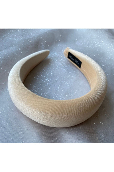 Ivory - Padded Headband In Velvet by QueenMee Accessories