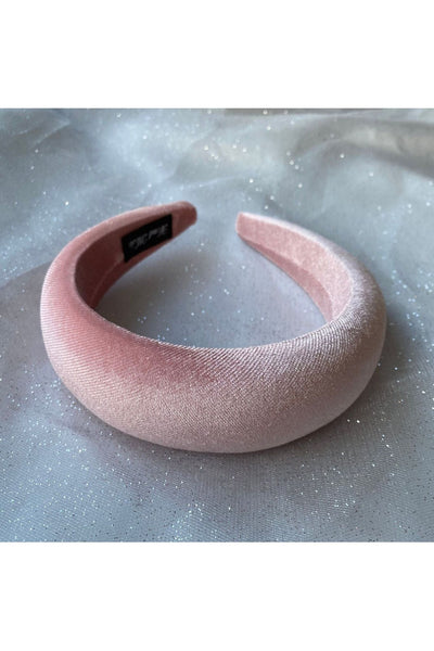 Pink - Padded Headband In Velvet by QueenMee Accessories