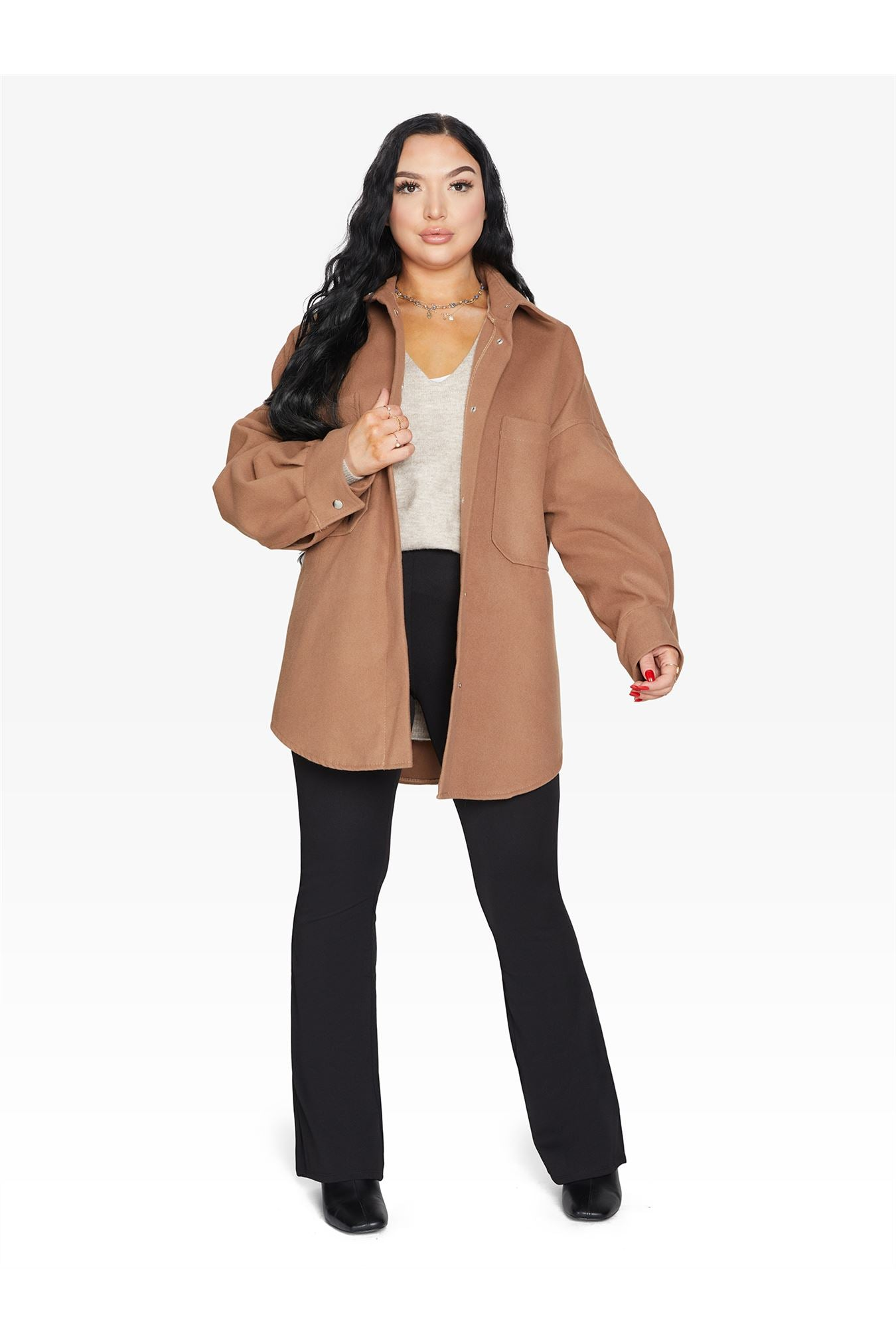 Oversized Patch Pocket Shacket De La Creme