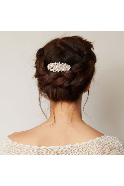 Rose Gold - Pearl Hair Clip With Crystal by QueenMee Accessories