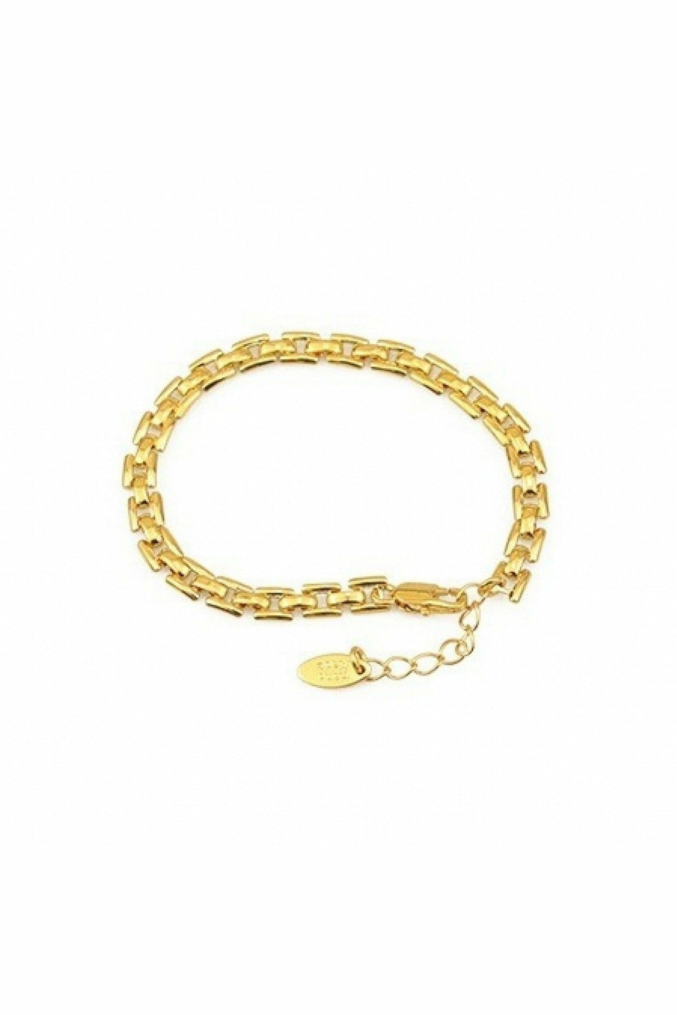 Square chain link bracelet in gold White Leaf