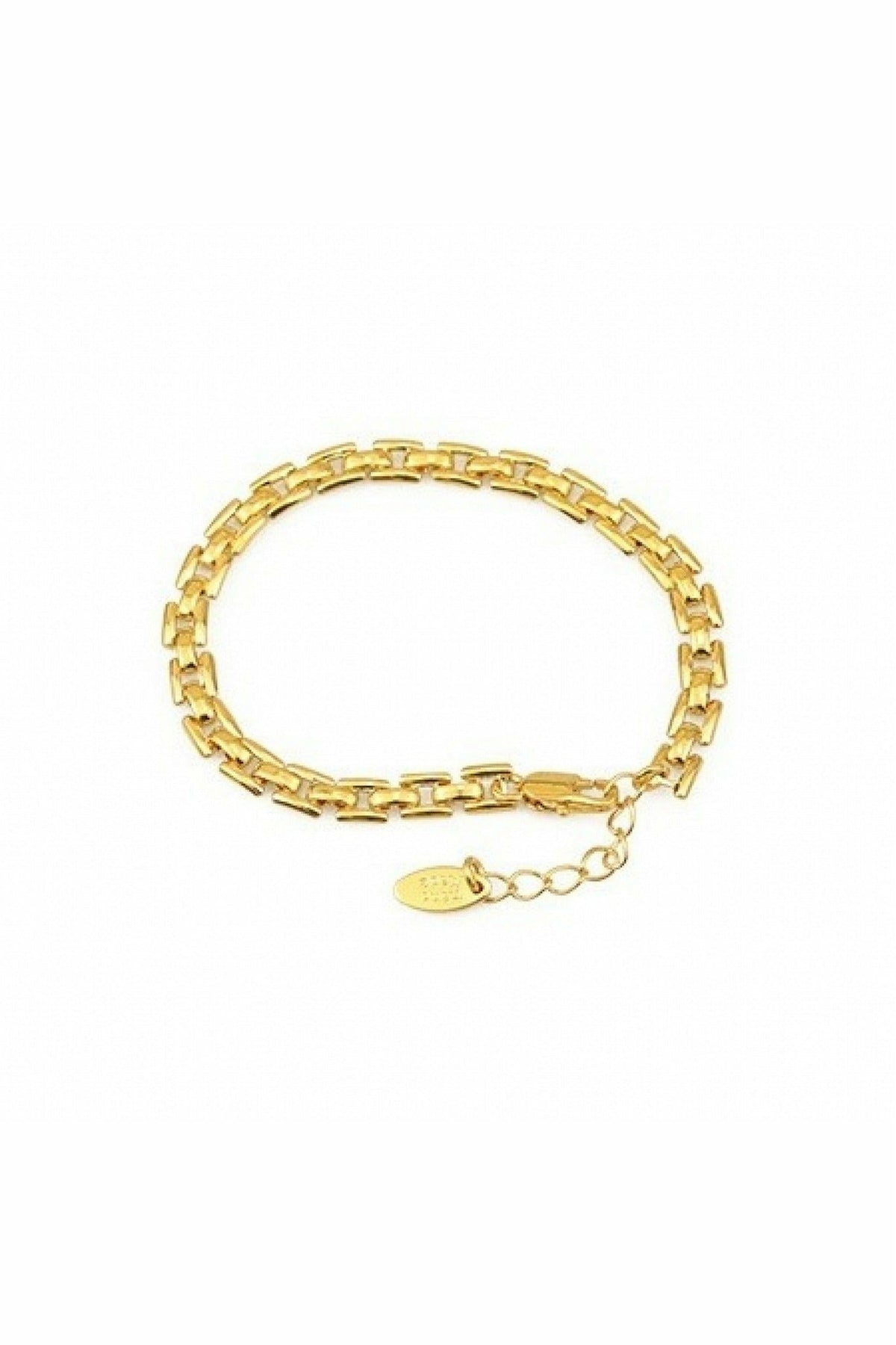 Square chain link bracelet in gold White Leaf