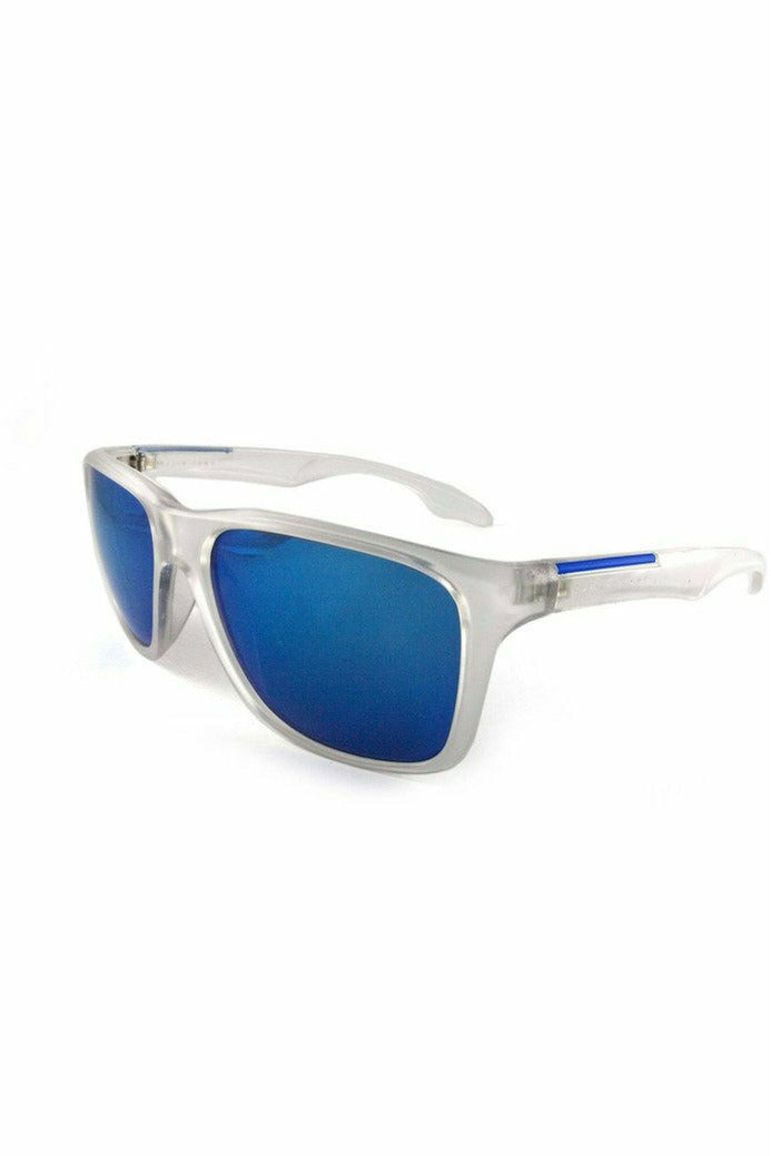 Square Clear Sunglasses With Blue Mirror Lens EV13-2