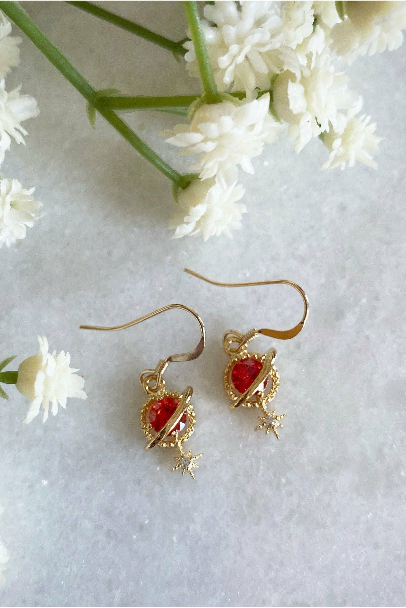 Orion Red Planet And Star Earrings ORIONRED002