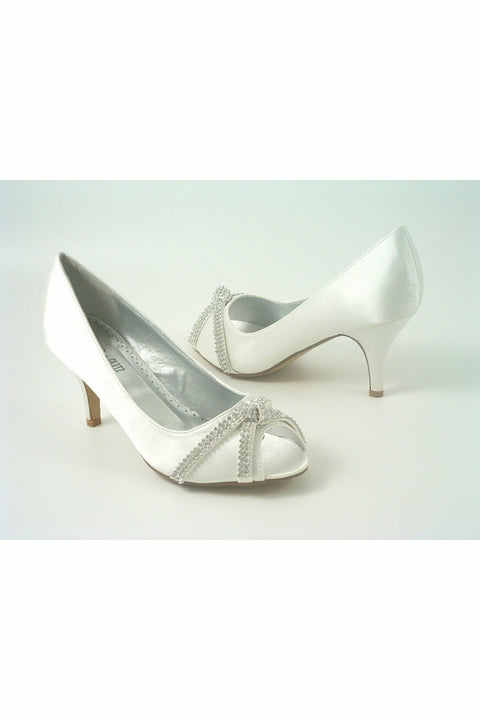 Diamante Metallic Peep Toe Court Shoe Flora29645