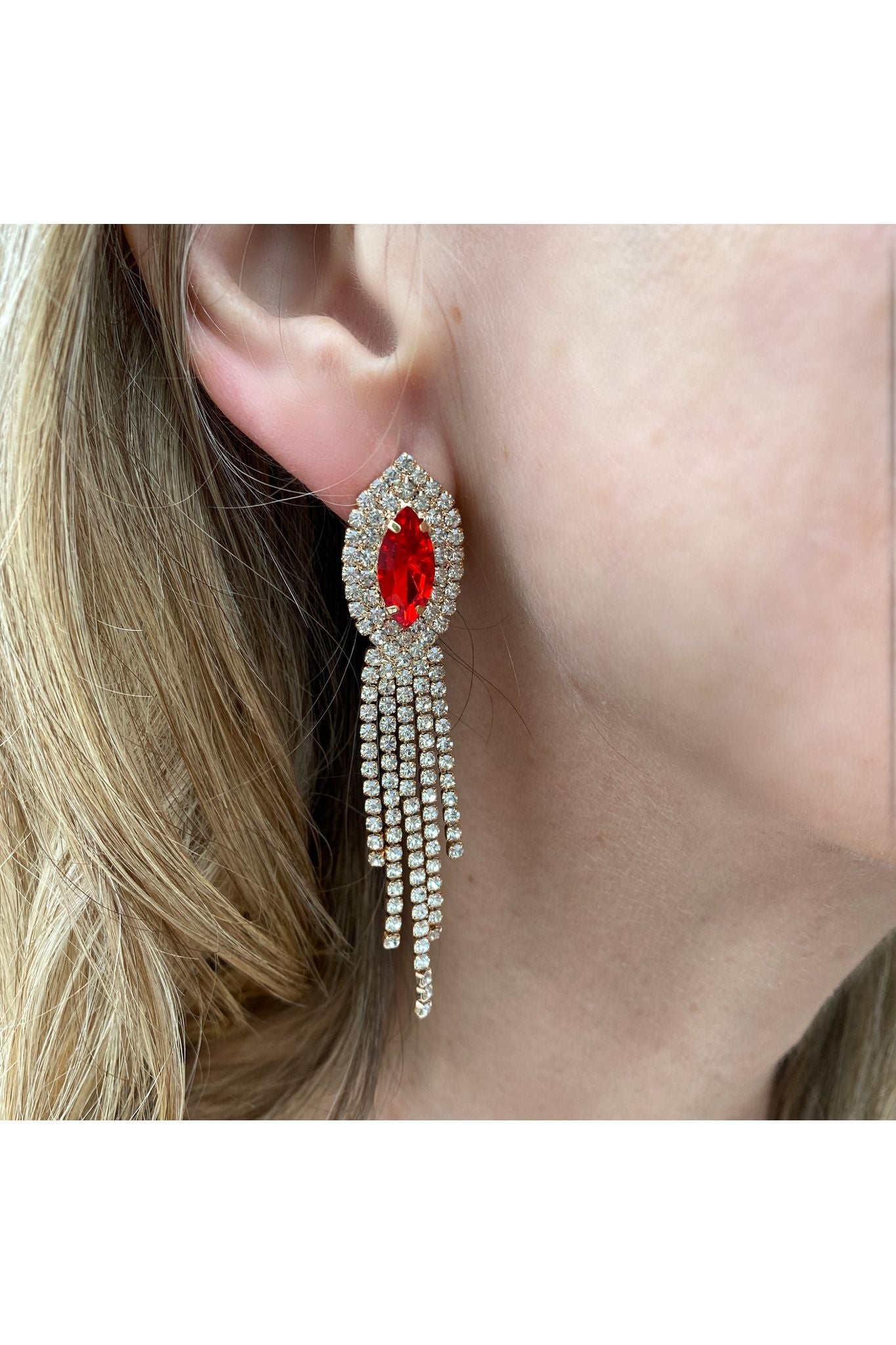 Red Earrings Diamante Earrings 5060801172196