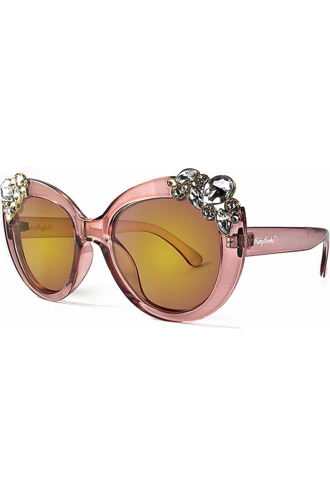 Ladies Dubai Gem Detail Sunglasses In Crystal Pink RR38-2