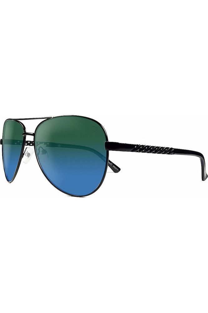 Metal Dominica Aviator Sunglasses With Embossed Temple In Black RR23-3