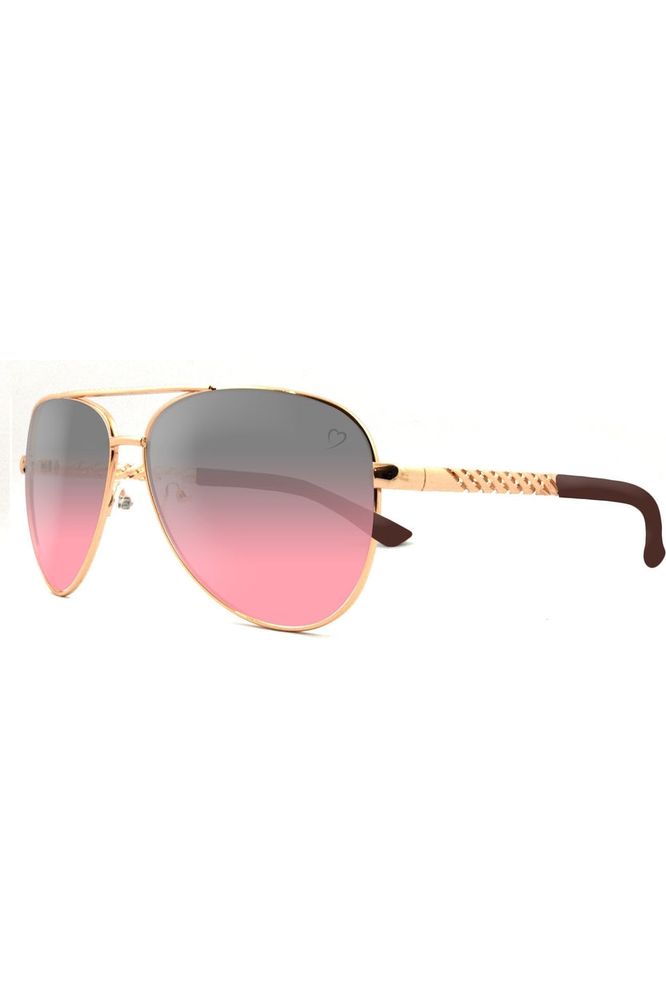 Metal Dominica Aviator Sunglasses With Embossed Temple In Gold RR23-1