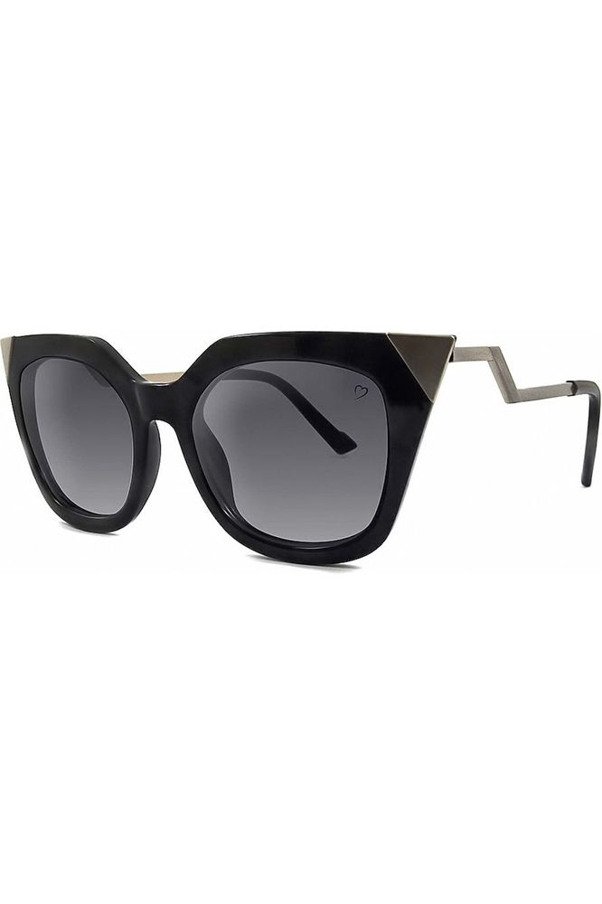 Metal Tip And Angled Temple Mykonos Sunglasses In Black RR35-1