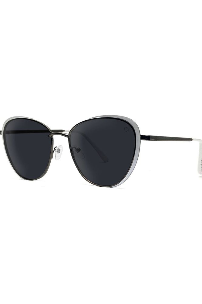 Sam Jo Cateye Sunglasses In White & Gunmetal RR75-3